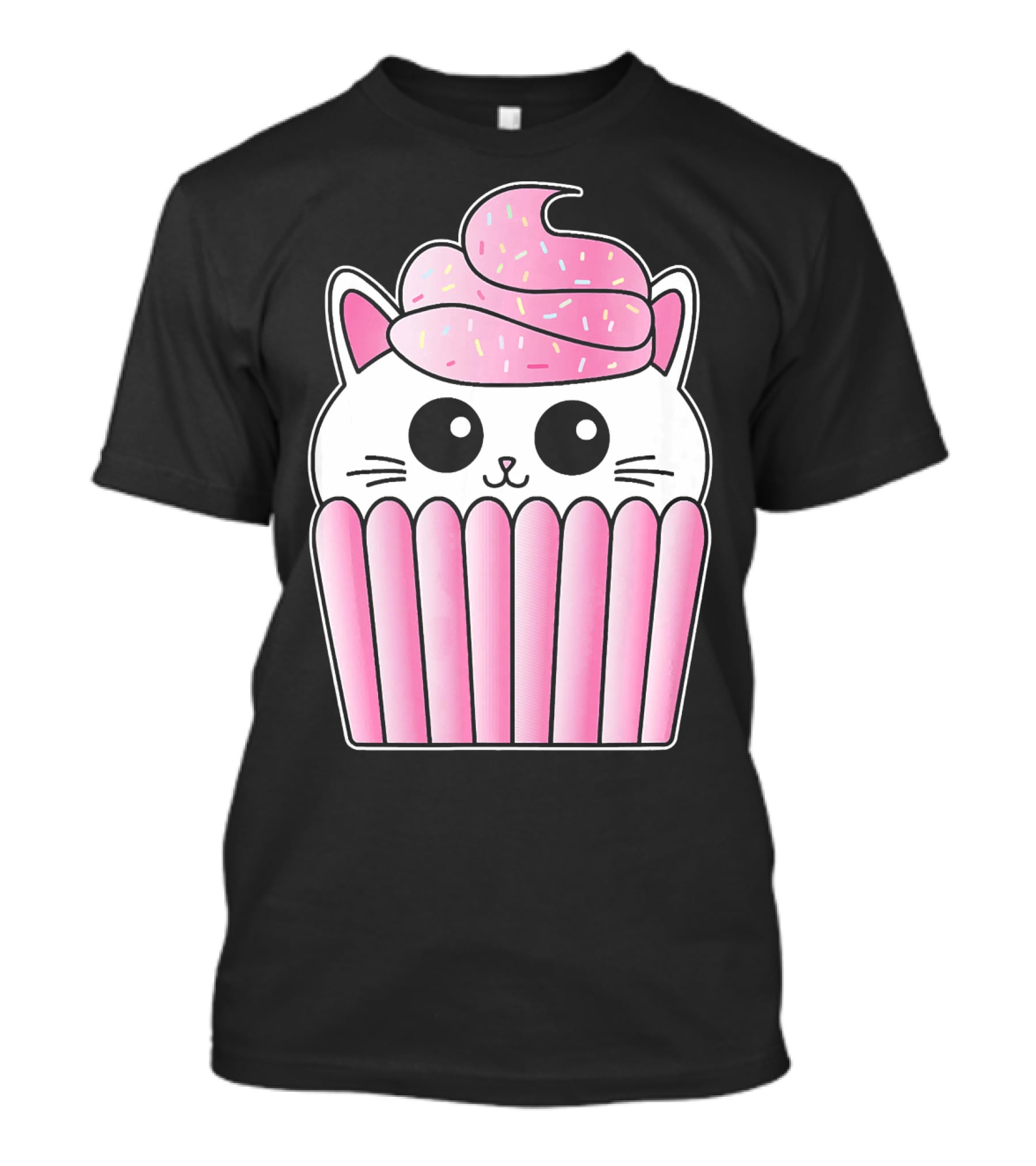 Kawaii Cat Cupcake Muffin In Pink Sweet Delight T-Shirt