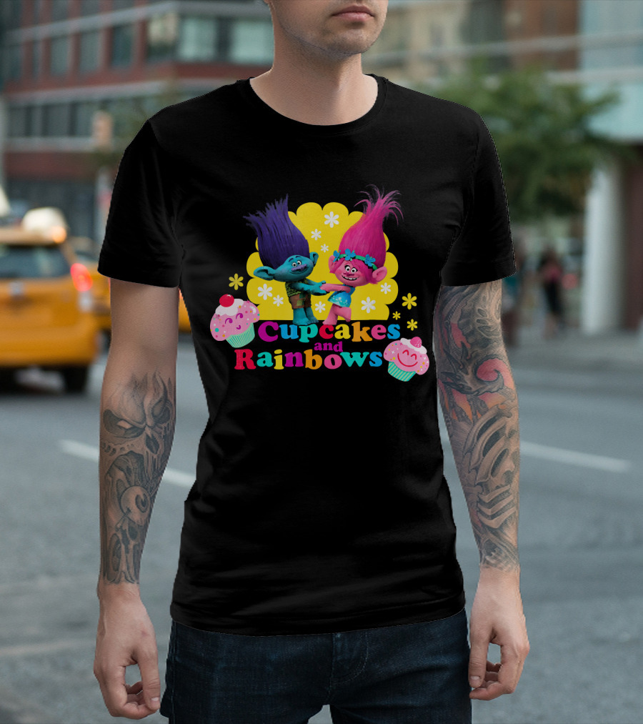 DreamWorks Trolls Cupcakes And Rainbows Branch And Poppy T-Shirt