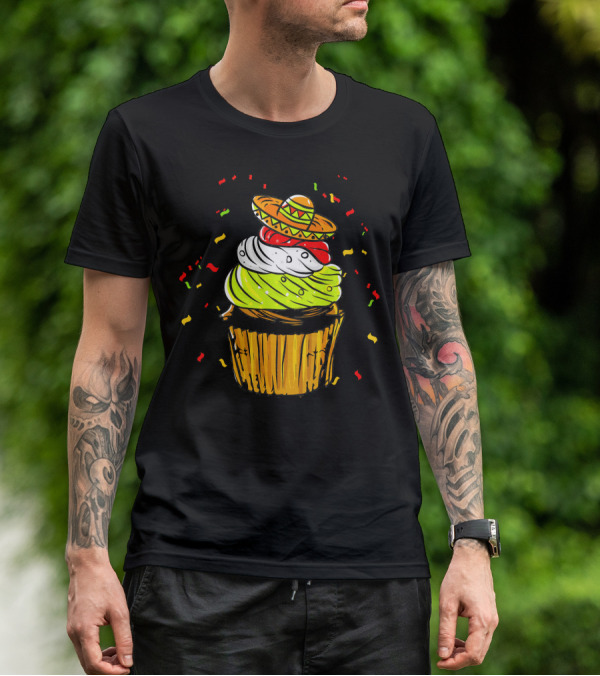 Cinco De Mayo Fiesta Cupcake With Sombrero And Confetti T-Shirt