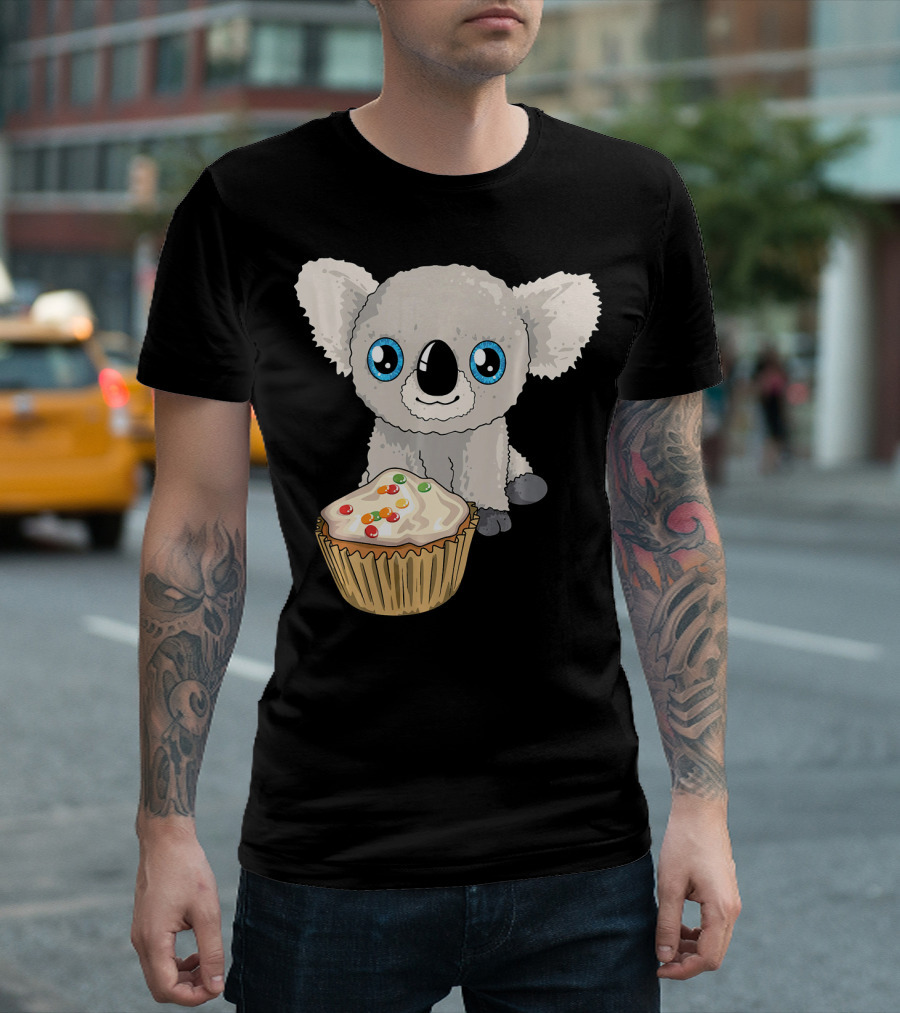 Cute Baby Koala with Cupcake Birthday T-Shirt