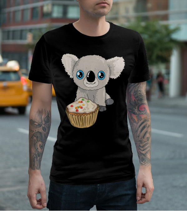 Cute Baby Koala With Cupcake Birthday T-Shirt
