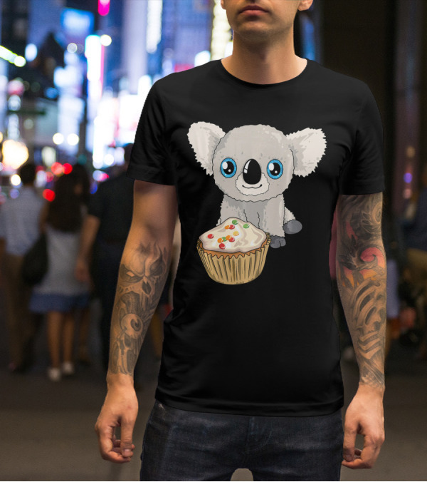 Cute Baby Koala With Cupcake Birthday T-Shirt