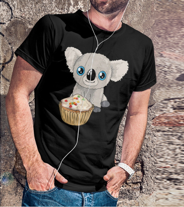 Cute Baby Koala With Cupcake Birthday T-Shirt