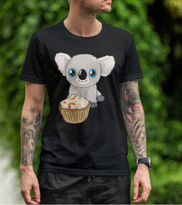 Cute Baby Koala With Cupcake Birthday T-Shirt