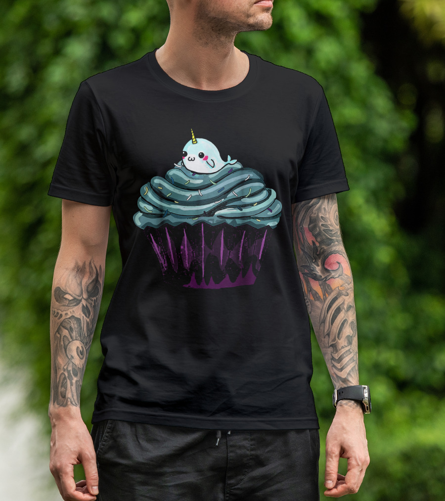 Narwhal Cupcake Cute Blue Icing Dessert T-Shirt
