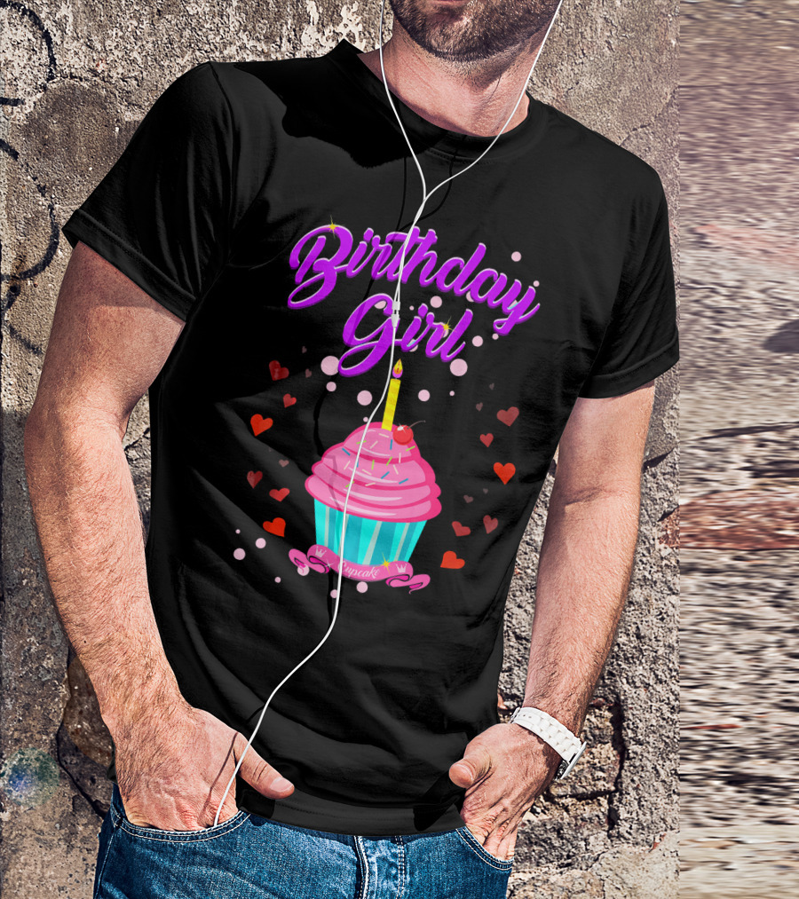Birthday Girl Cupcake With Heart And Candle T-Shirt
