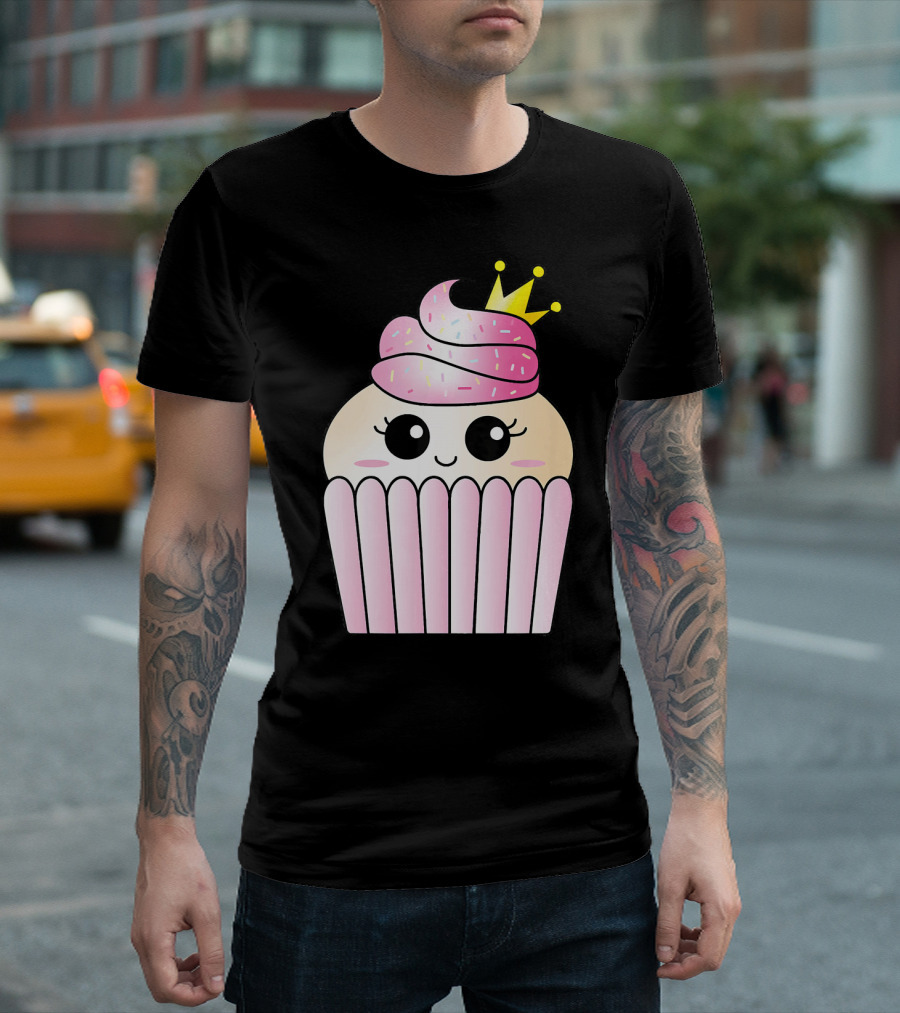 Sweet Pink Cupcake Muffin Queen Kawaii Crown T-Shirt