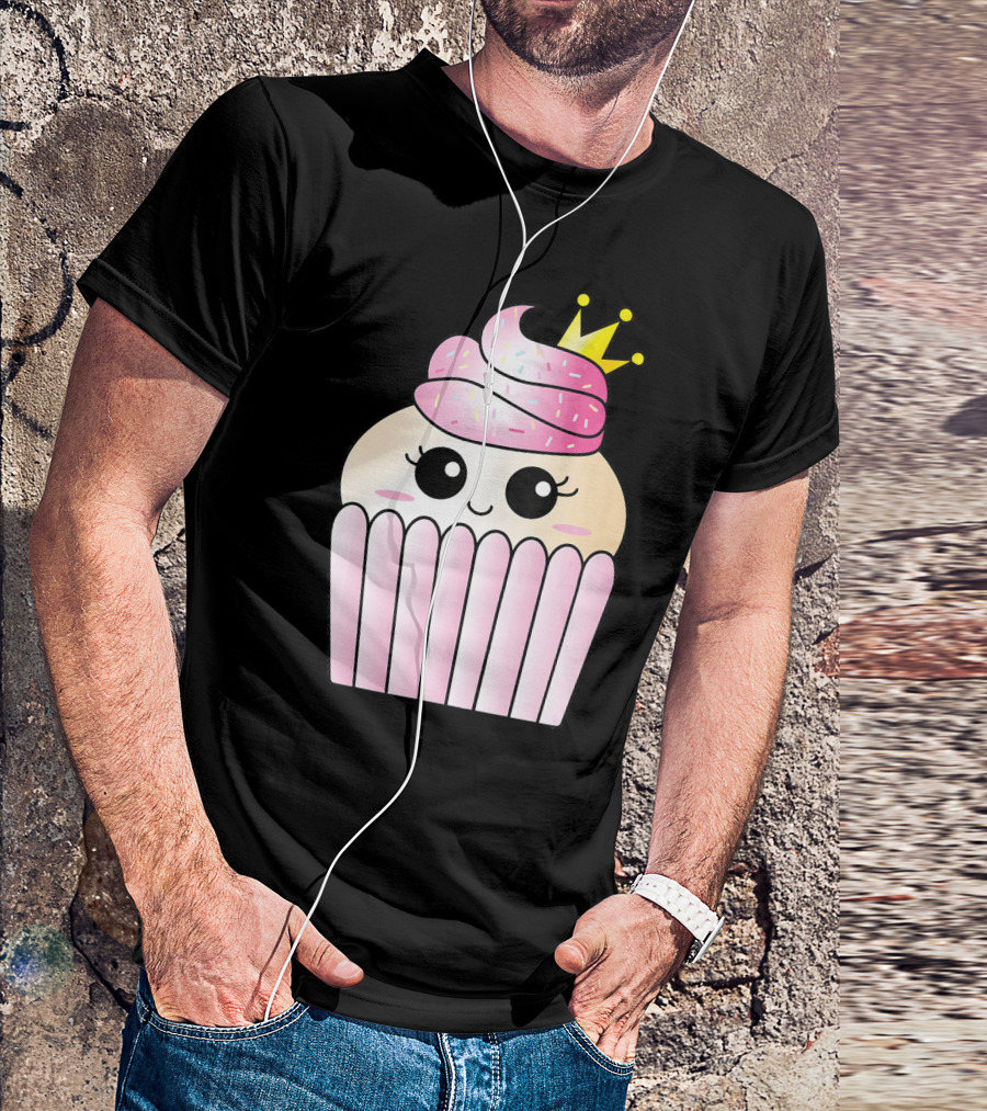 Sweet Pink Cupcake Muffin Queen Kawaii Crown T-Shirt