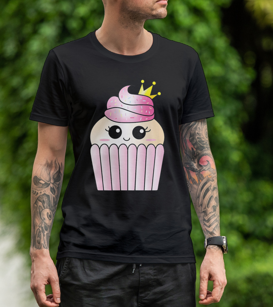 Sweet Pink Cupcake Muffin Queen Kawaii Crown T-Shirt
