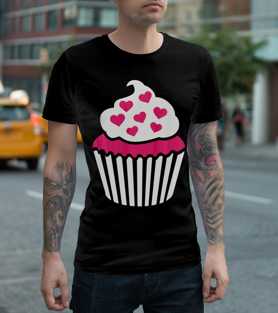 Cupcake With Pink Hearts T-Shirt