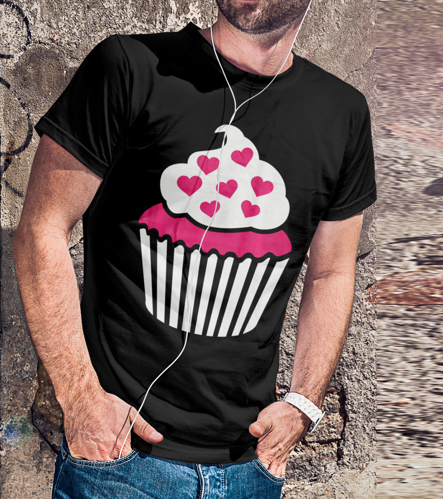 Cupcake With Pink Hearts T-Shirt