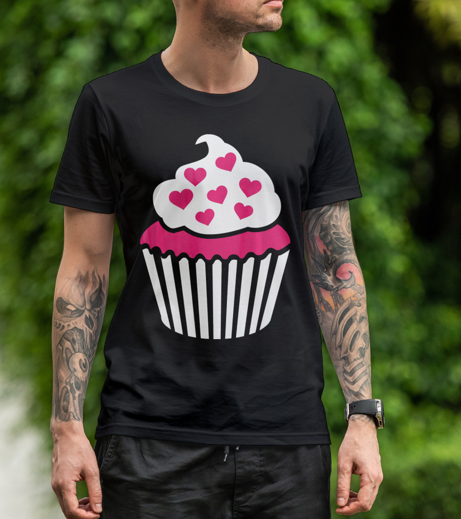 Cupcake With Pink Hearts T-Shirt