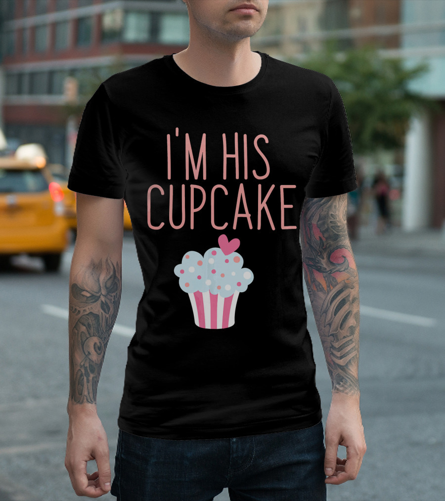 I'm His Cupcake Valentine's Day Couple with Heart and Polka Dot Frosting T-Shirt