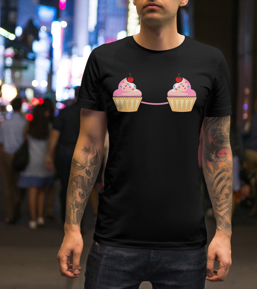 Cupcake Bra Costume Cute Food With Pink Frosting And Cherry On Top T-Shirt
