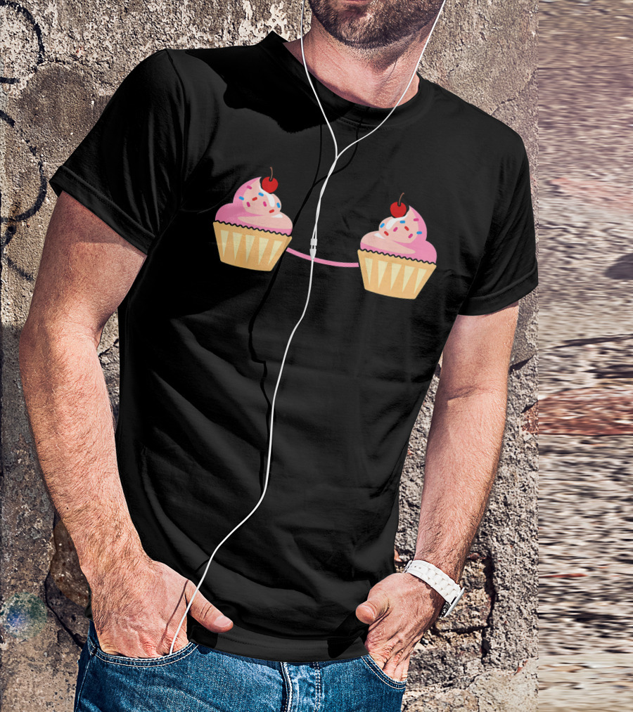Cupcake Bra Costume Cute Food With Pink Frosting And Cherry On Top T-Shirt
