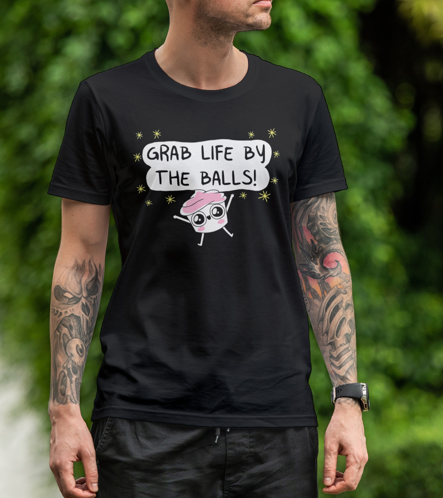 Grab Life By The Balls Good Advice Cupcake Cute Starry Character T-Shirt
