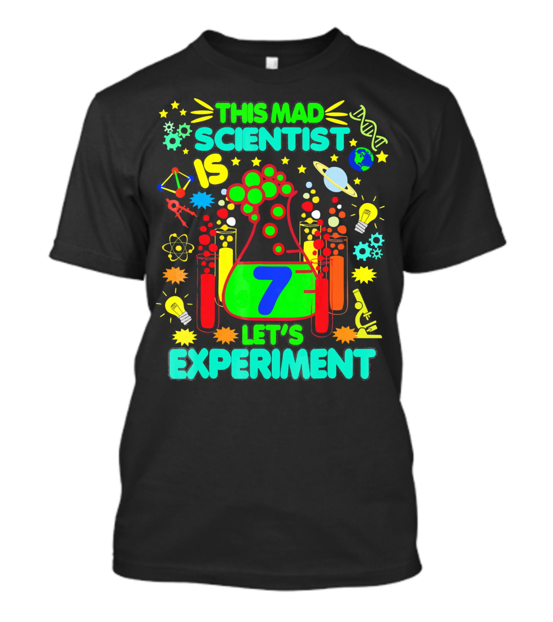 This Mad Scientist Is 7 Let's Experiment Birthday Age Seven T-Shirt