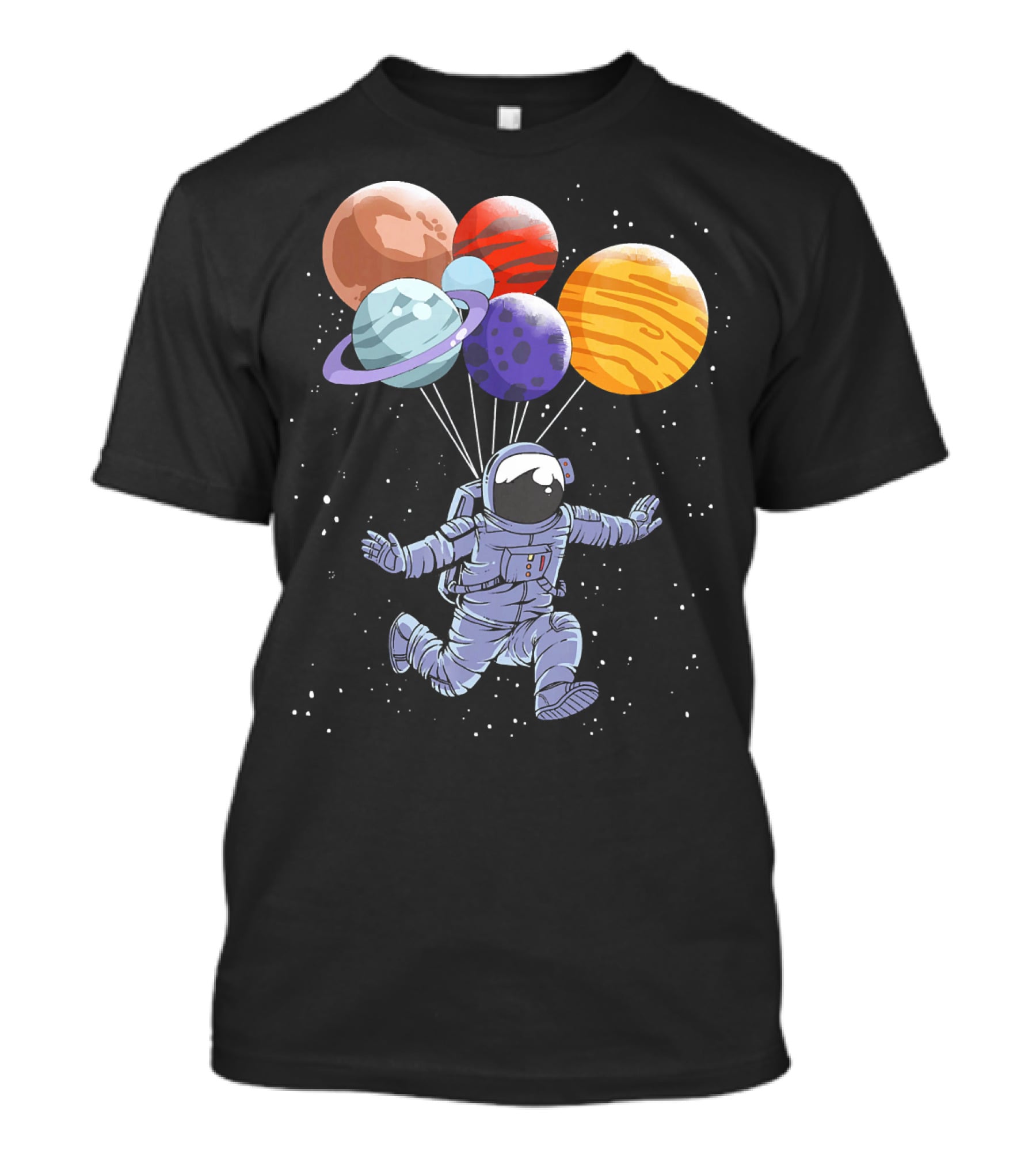 Astronaut Floating With Planet Balloons In Space Boys T-Shirt