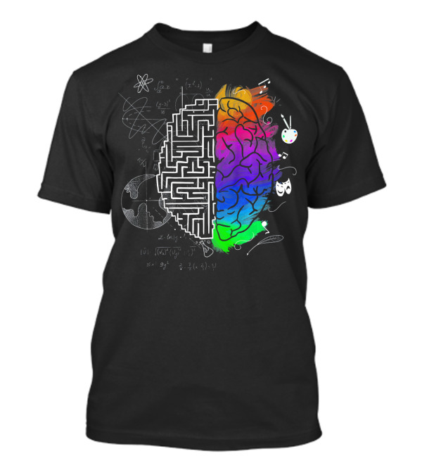 Colorful Brain Science Physics Art Music Mathematics Creativity T-Shirt