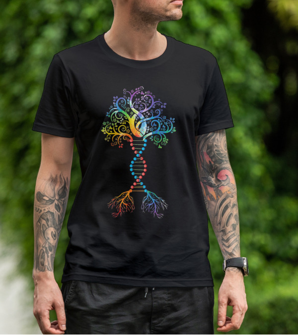 DNA Tree Of Life Genetics Colorful Biology Nature Connection T-Shirt