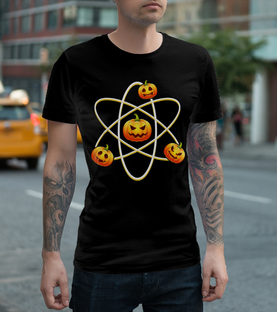 Halloween Pumpkin Atom Symbol with Jack-O'-Lanterns T-Shirt