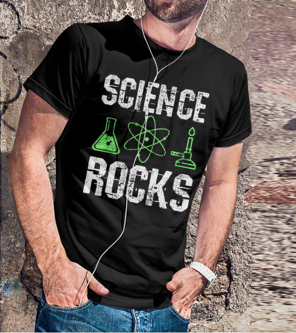 Science Rocks Biology Chemistry Beaker Atom Bunsen Burner T-Shirt