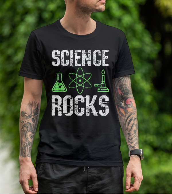 Science Rocks Biology Chemistry Beaker Atom Bunsen Burner T-Shirt
