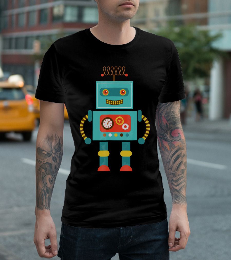 Cute Retro Robot Vintage Science T-Shirt