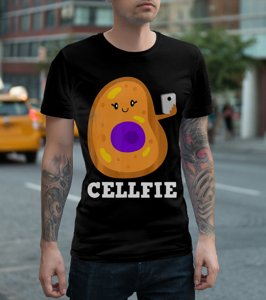 Cute Cell Character Taking Selfie For Science Teacher Enthusiasts T-Shirt