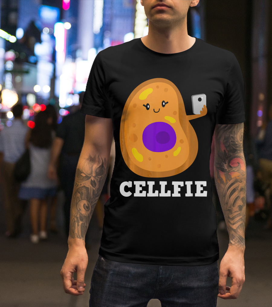 Cute Cell Character Taking Selfie For Science Teacher Enthusiasts T-Shirt
