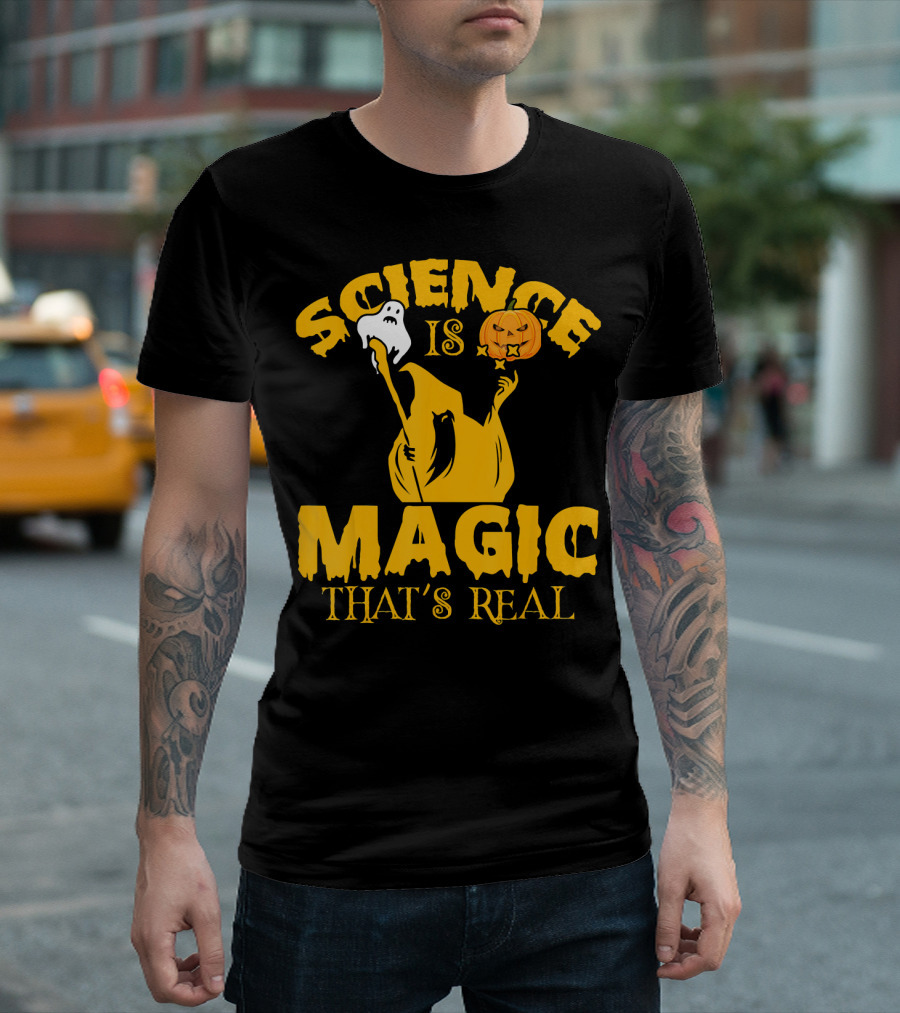 Science Is Magic That's Real Halloween Ghost Pumpkin T-Shirt