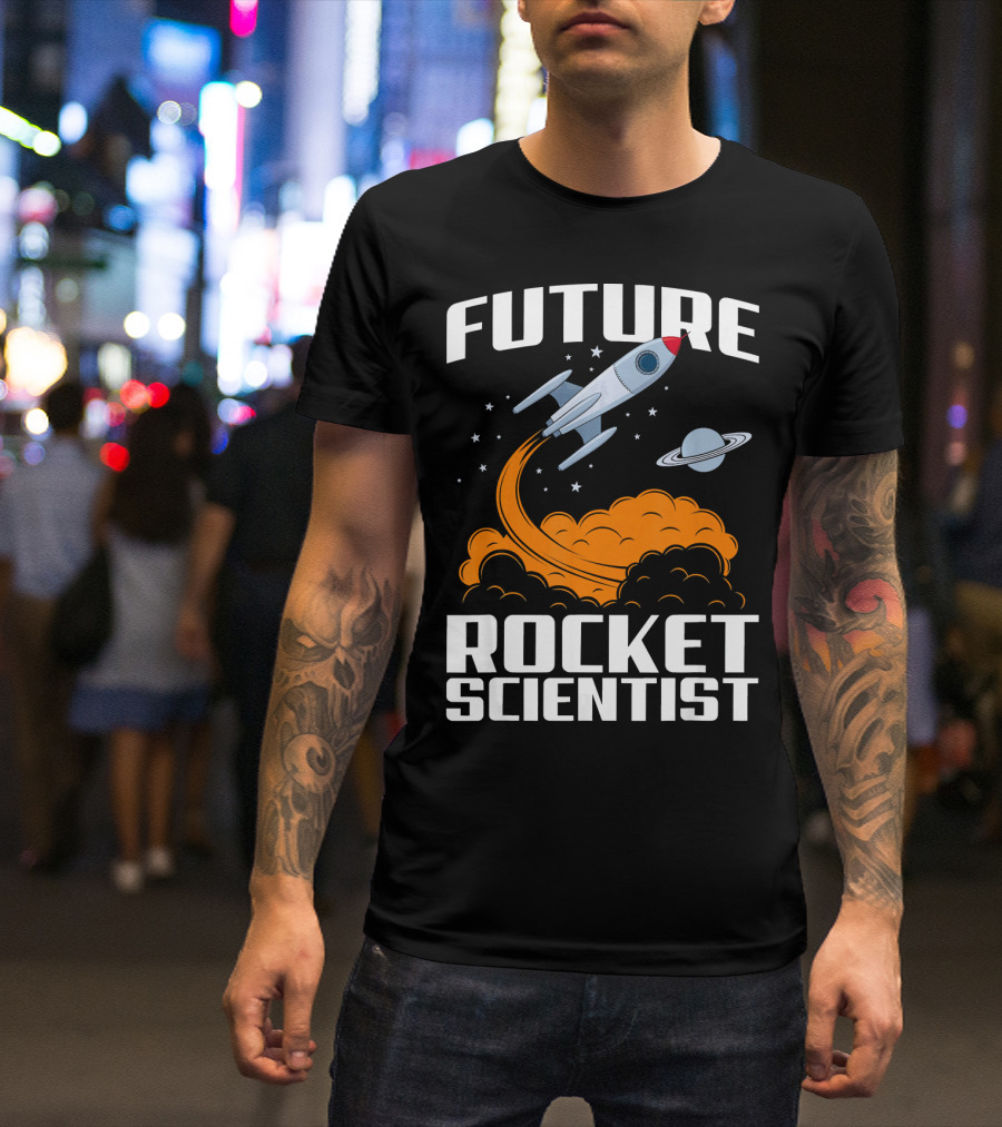 Future Rocket Scientist Spaceship Blast Off With Planet Saturn T-Shirt