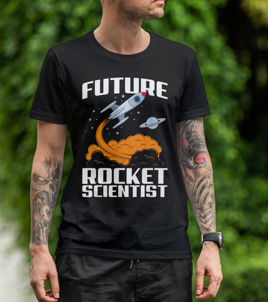 Future Rocket Scientist Spaceship Blast Off With Planet Saturn T-Shirt