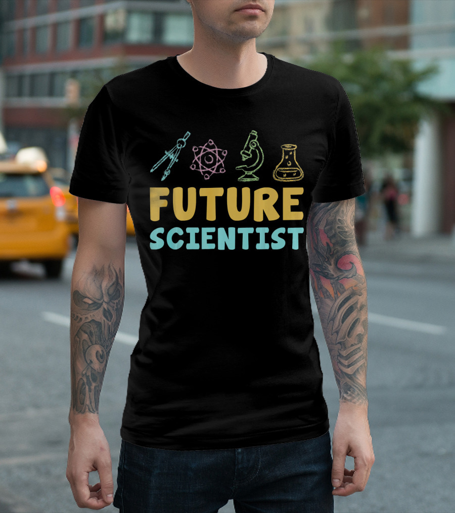 Future Scientist Funny Science Experiment Tools Beaker Microscope Atom T-Shirt