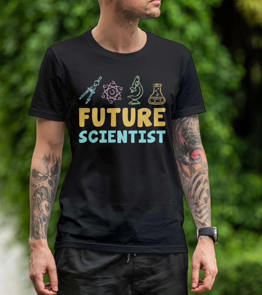 Future Scientist Funny Science Experiment Tools Beaker Microscope Atom T-Shirt