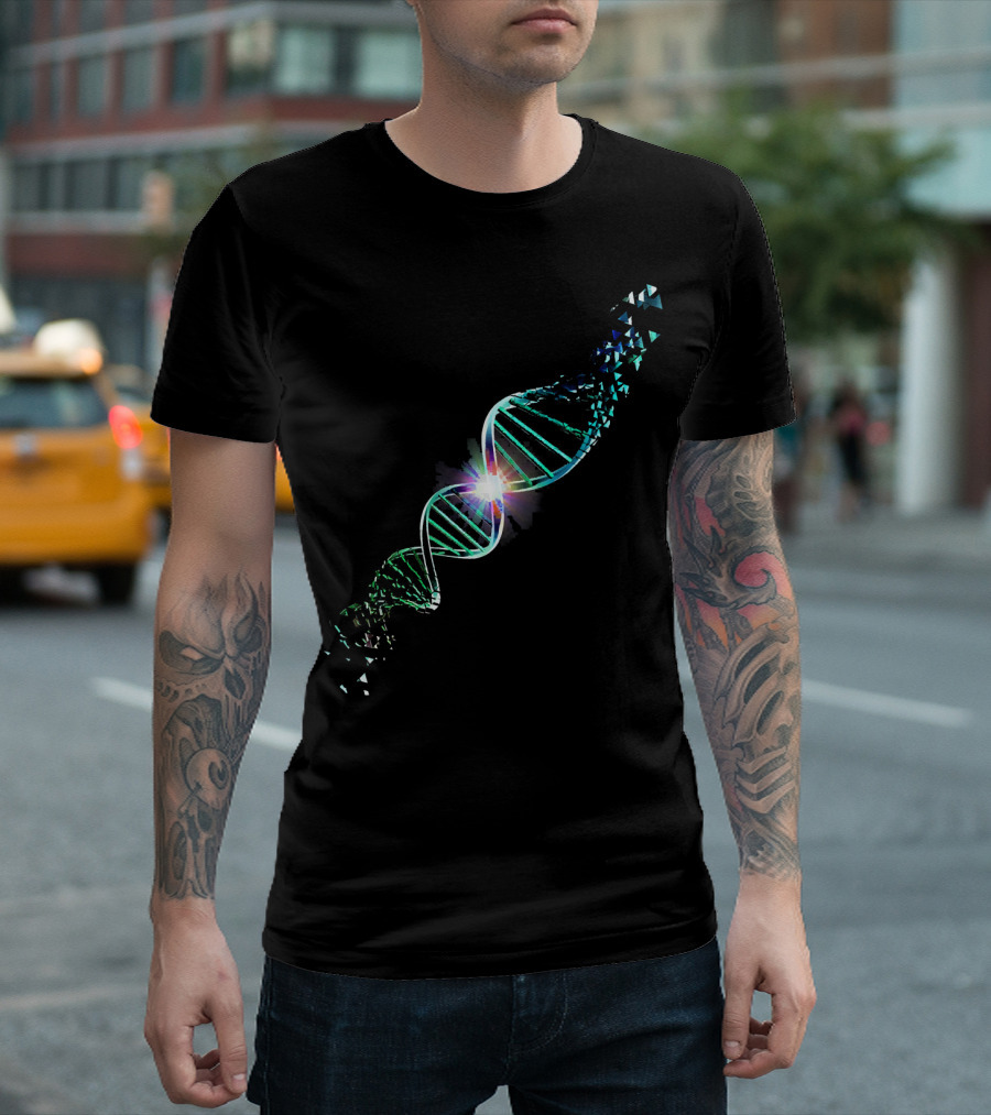 Shattered DNA Genetics Science Double Helix Fracture Illuminate T-Shirt