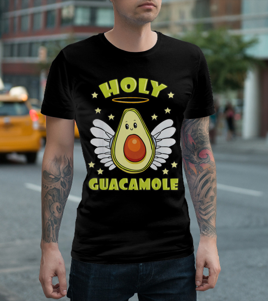 Holy Guacamole Avocado Angel With Halo And Wings T-Shirt
