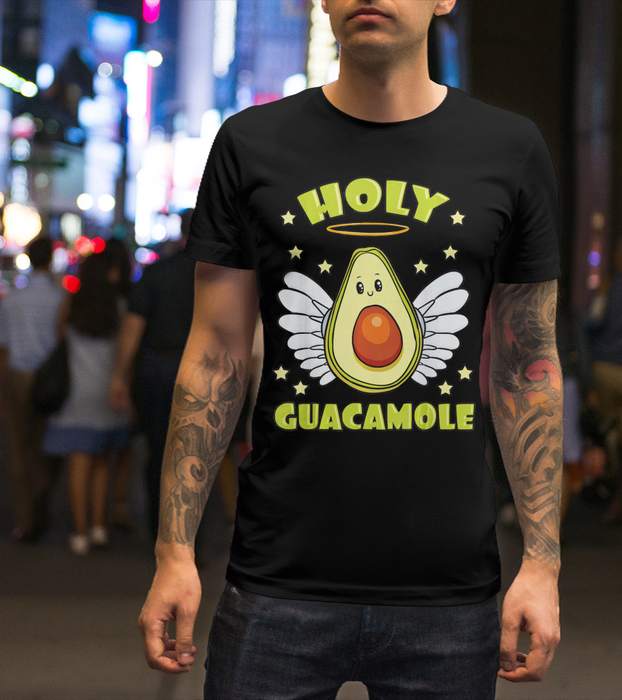 Holy Guacamole Avocado Angel With Halo And Wings T-Shirt
