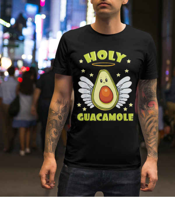 Holy Guacamole Avocado Angel With Halo And Wings T-Shirt