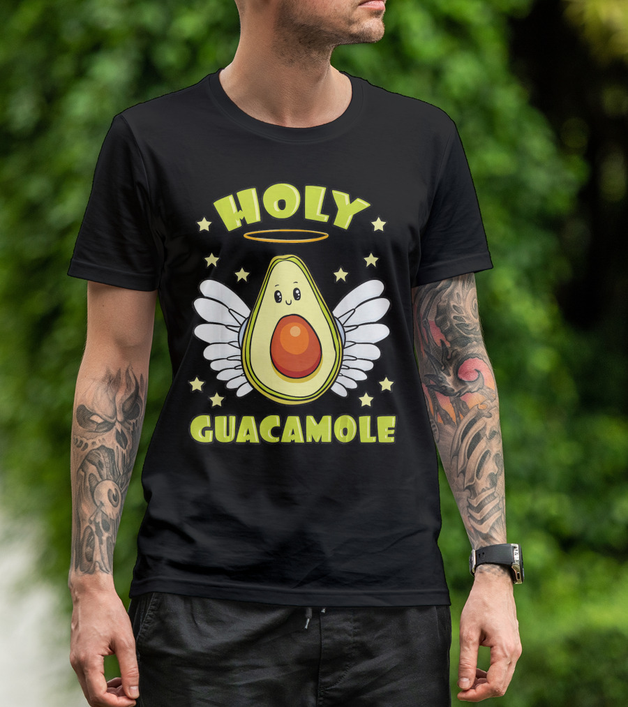Holy Guacamole Avocado Angel With Halo And Wings T-Shirt