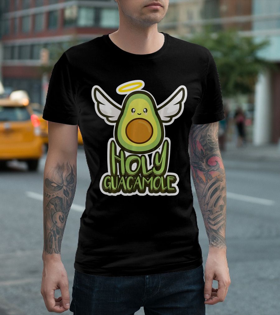 Holy Guacamole Cute Avocado Angel with Halo and Wings for Women and Kids T-Shirt