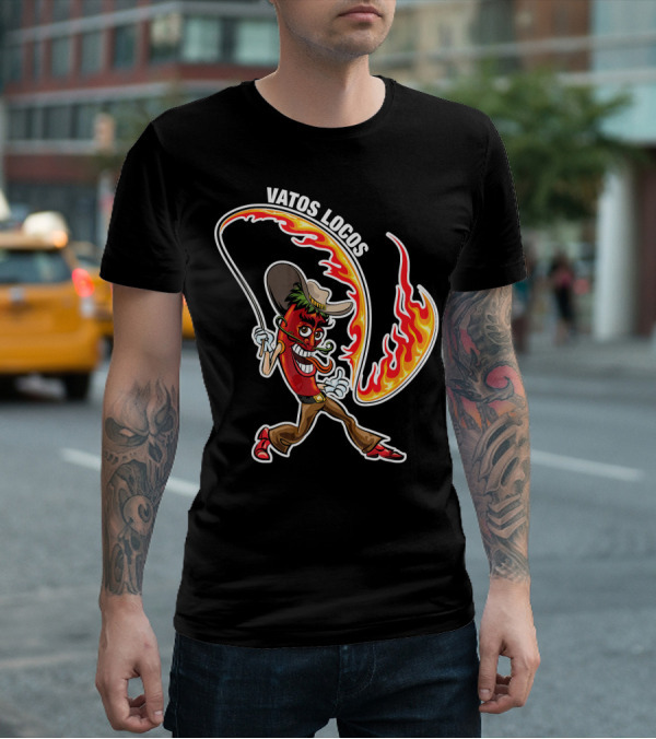 Vatos Locos Spicy Fire Rope Mexico Chili Pepper Cowboy T-Shirt
