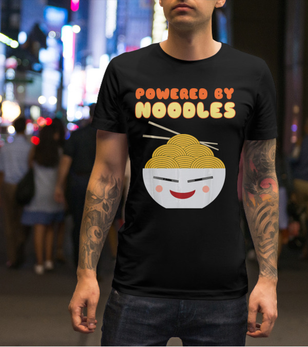 Powered By Noodles Cute Bowl With Spicy Smiling Face T-Shirt