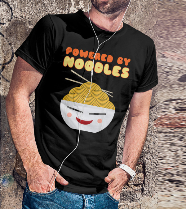 Powered By Noodles Cute Bowl With Spicy Smiling Face T-Shirt