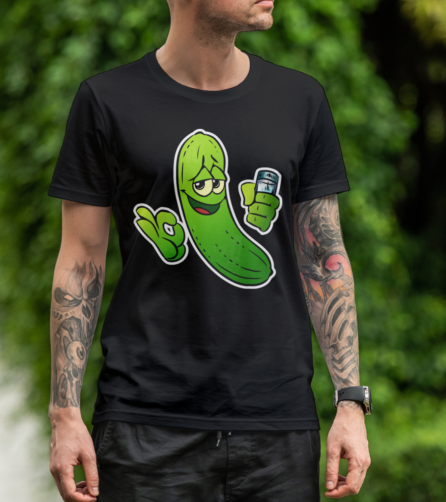 Funny Cool Pickle With Salt Shaker Spicy Vegetables Cucu T-Shirt