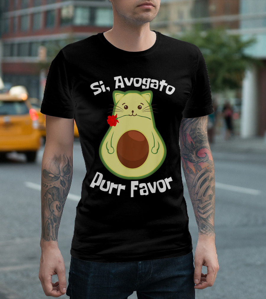 Si, Avogato Purr Favor Funny Avocado Guacamole Cat T-Shirt