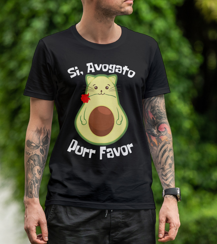 Si, Avogato Purr Favor Funny Avocado Guacamole Cat T-Shirt
