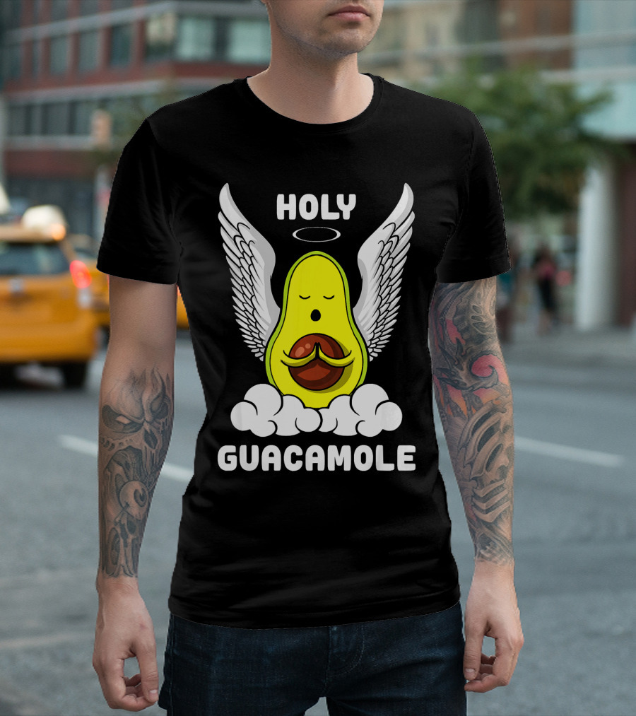 Holy Guacamole Avocado Angel With Wings Vegan Funny T-Shirt