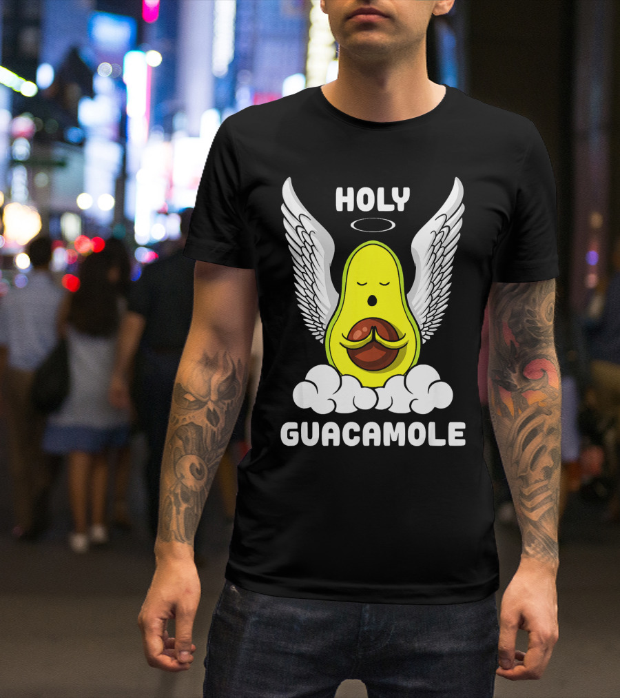 Holy Guacamole Avocado Angel With Wings Vegan Funny T-Shirt