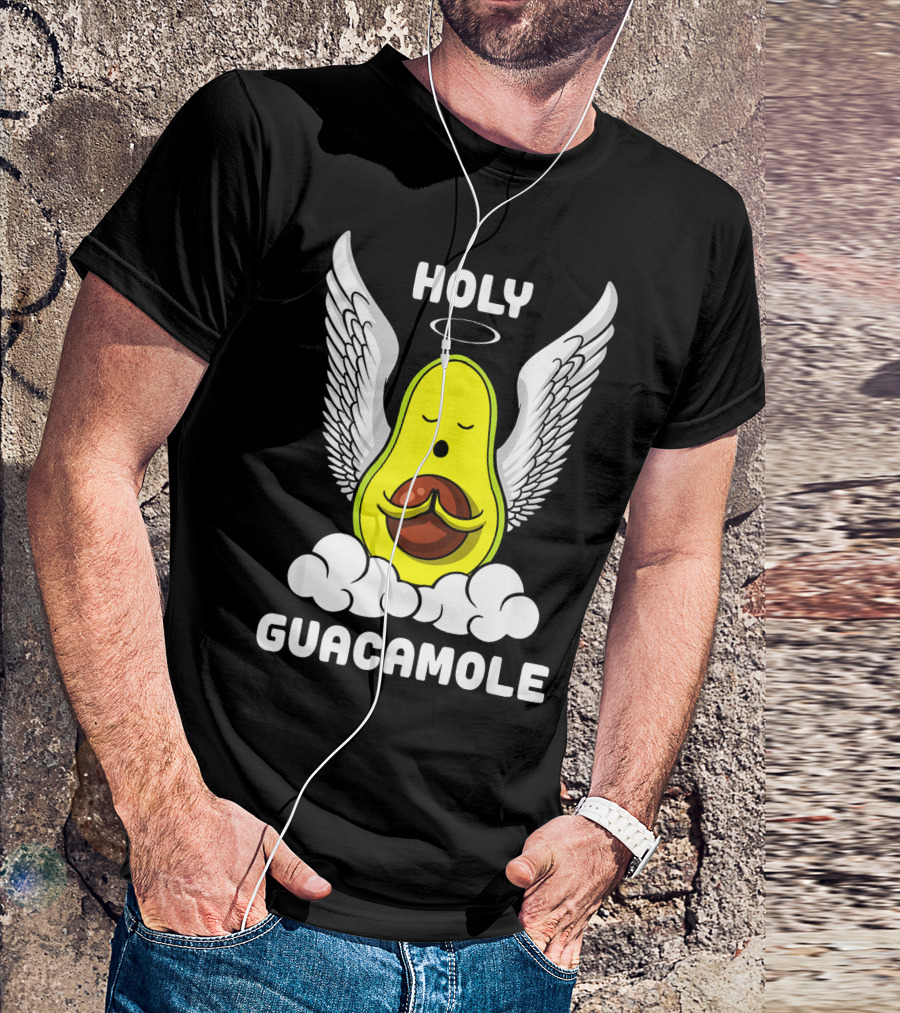 Holy Guacamole Avocado Angel With Wings Vegan Funny T-Shirt